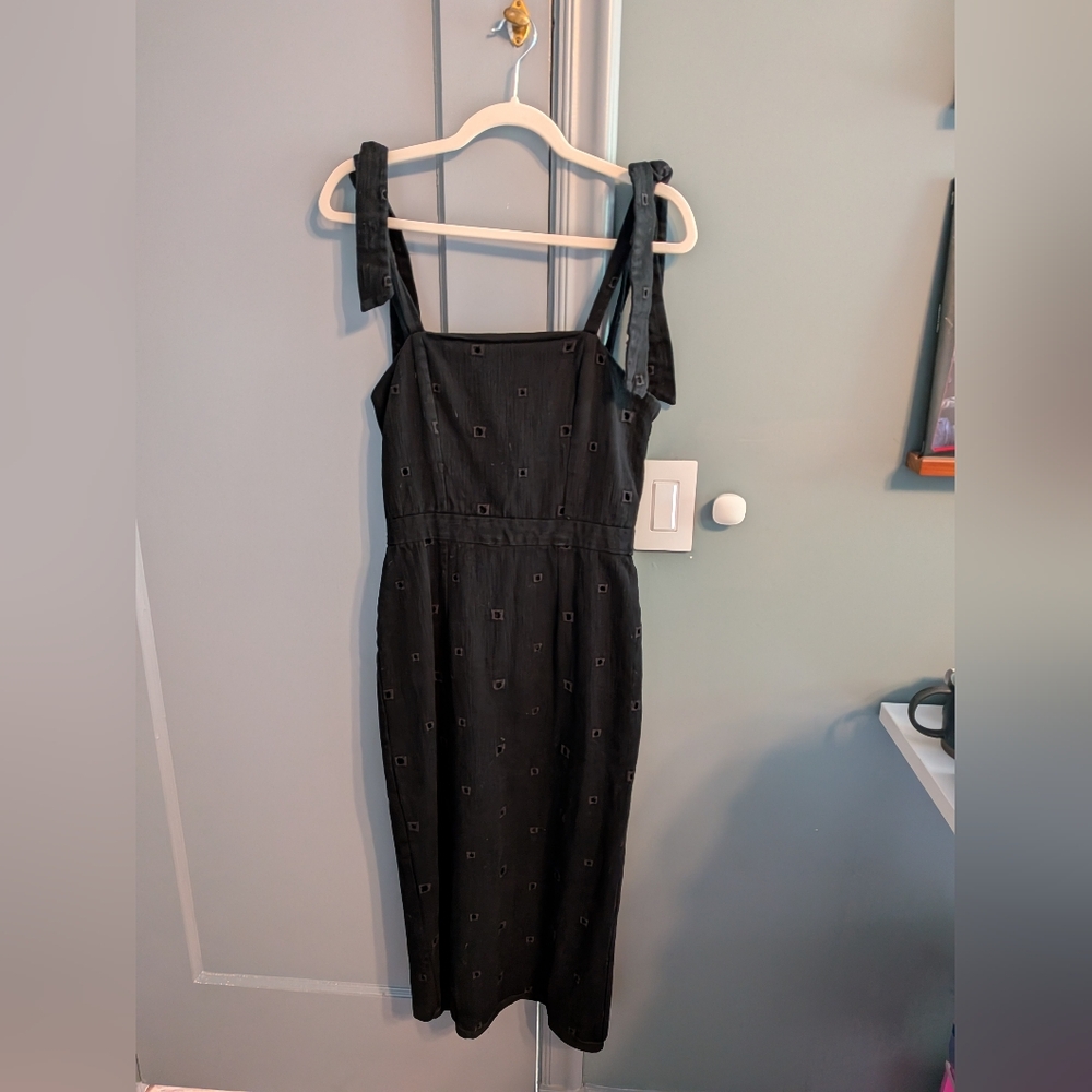 Hunter Bell Black Midi Dress with Square Details